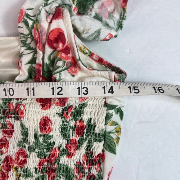 Midnight Sky Cherry Print Ruffle Strap Cropped Top Corset Size Medium Rockabilly - Picture 6 of 12